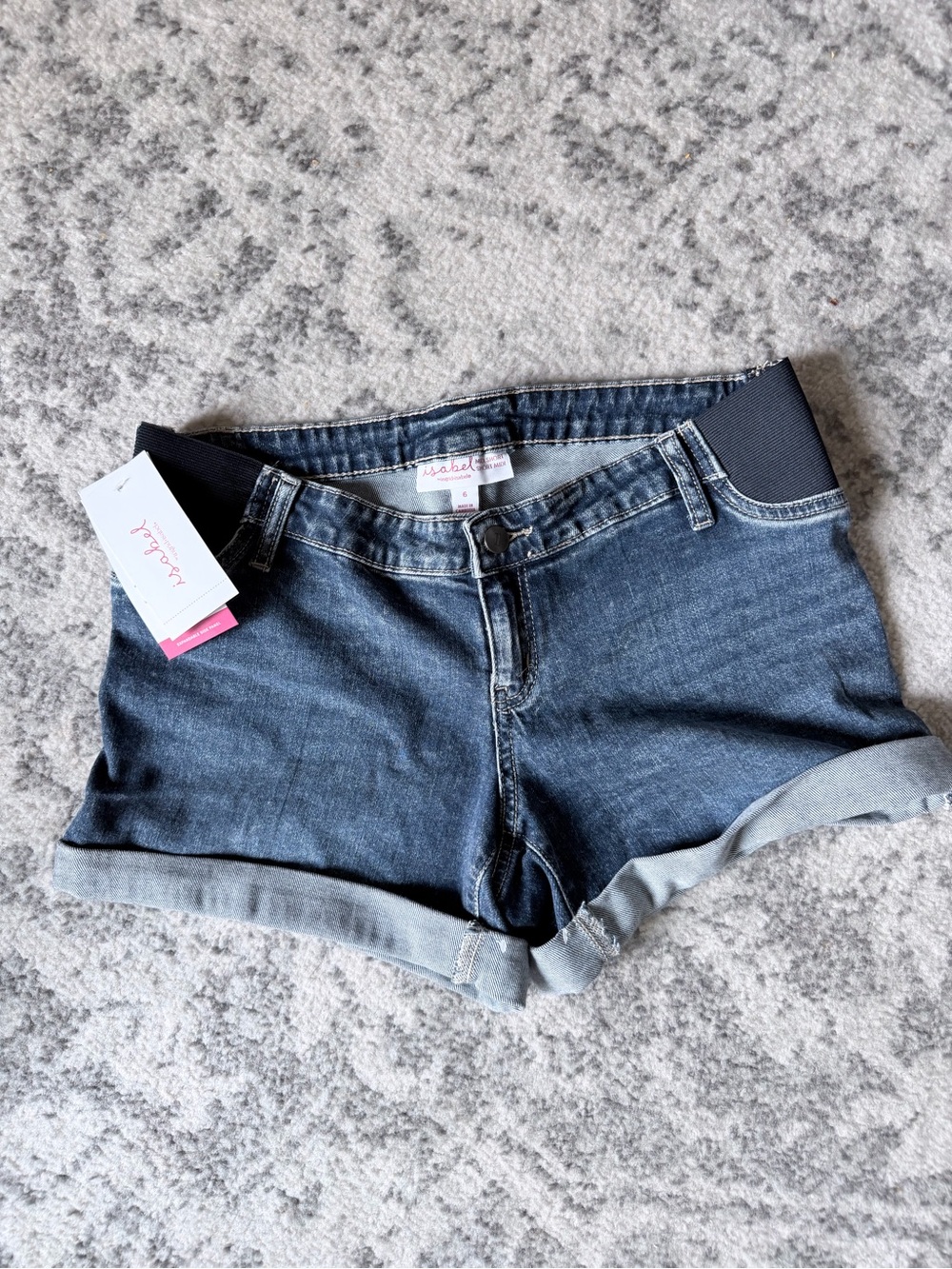 Ingrid & Isabel Dark Blue Denim Maternity Roll-Cuff Shorts